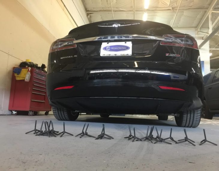 Tacks behind Tesla from Armormax