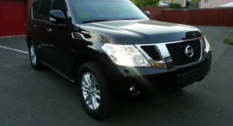 Bulletproof black Nissan Patrol front view