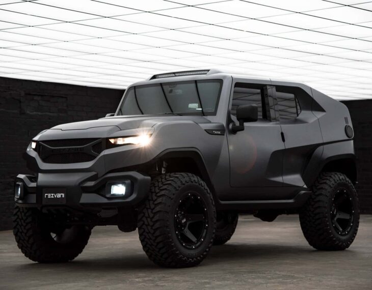 Outside Rezvani Motor Tank Armormax Grey
