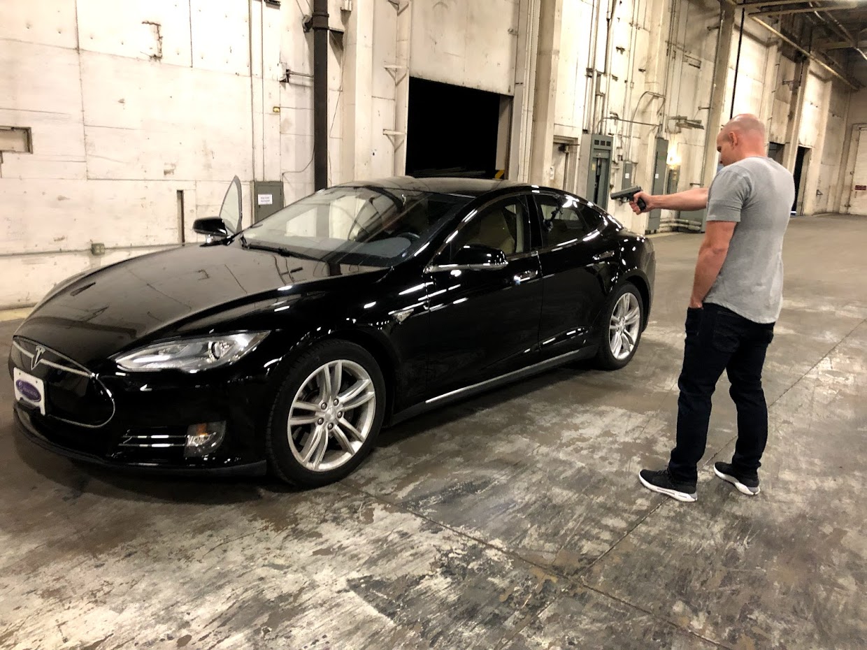 Jerry Rig Everything Shoots at a Tesla