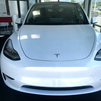 Armored 2020-Tesla-Model-Y-Dual-Motor-Armormax-Bulletproof-SUV-Front View Utah