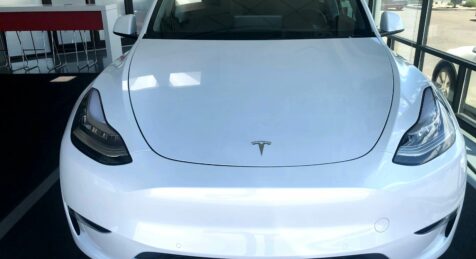 Armored 2020-Tesla-Model-Y-Dual-Motor-Armormax-Bulletproof-SUV-Front View Utah