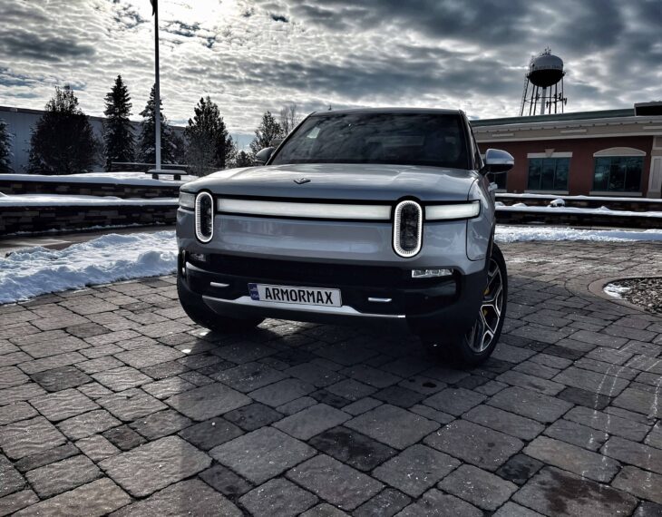 Armored Rivian R1T Electric Truck from Armormax Street Driving